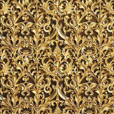 Golden vintage baroque ornament pattern. Seamless background.の素材
