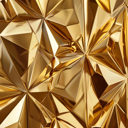 golden foil texture background close up. 3D rendering illustration.の素材