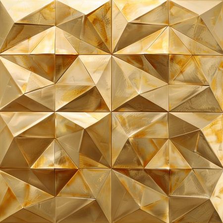 golden polygonal background, close up of golden triangle patternの素材