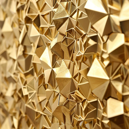 golden abstract background, close-up of a golden geometric patternの素材