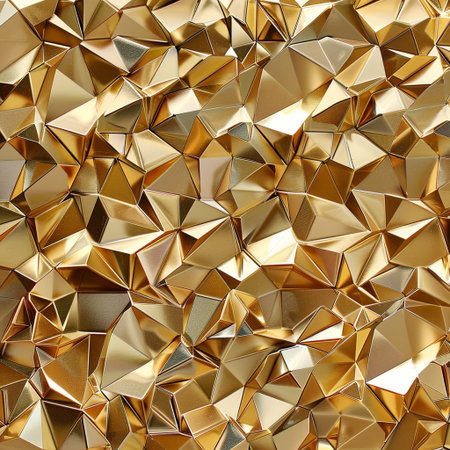 Gold abstract polygonal background. 3d rendering, 3d illustration.の素材
