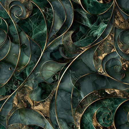 Seamless texture with abstract fractal pattern in green and black colorsの素材