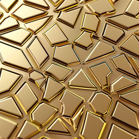 Abstract background made of golden hexagons. 3d render illustration.の素材
