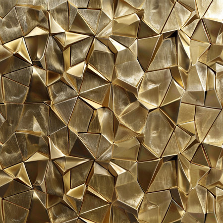 golden abstract background with a lot of small triangles, square imageの素材