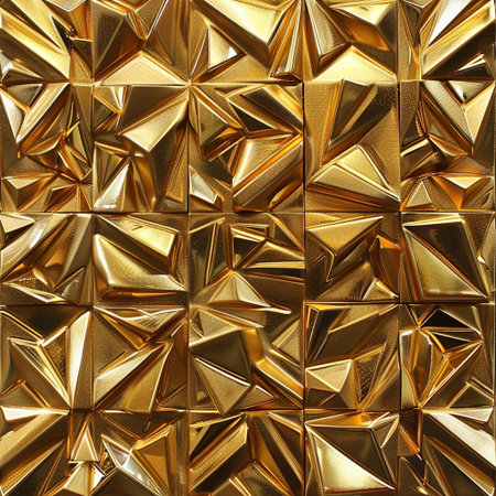 abstract background of golden polygonal geometric pattern. 3d renderingの素材