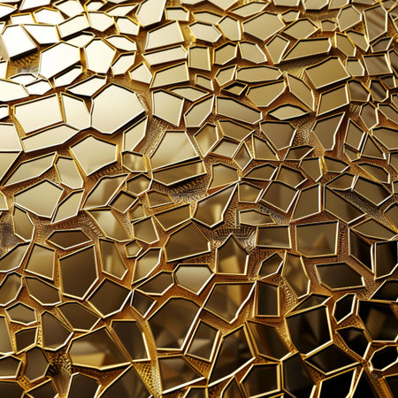 3d illustration of a golden background with a pattern of hexagonsの素材