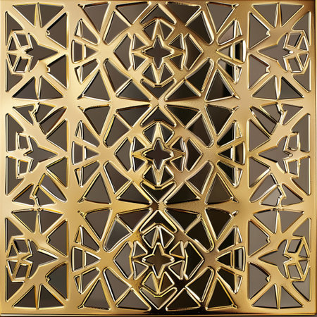 Islamic pattern on gold background. Geometric ornament. 3d renderingの素材
