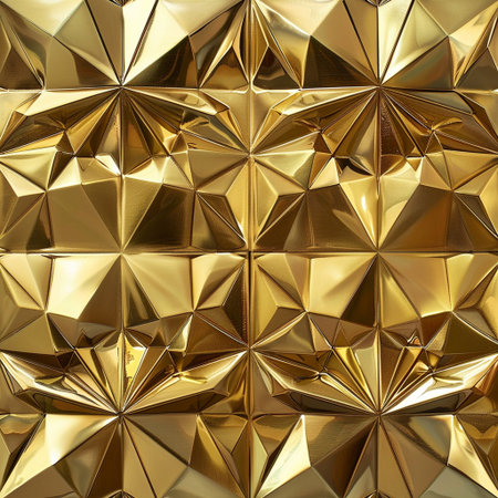 golden abstract background with a lot of triangles, 3d renderの素材