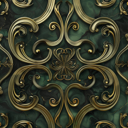 3D render of plastic background tile with embossed abstract ornament on leatherの素材