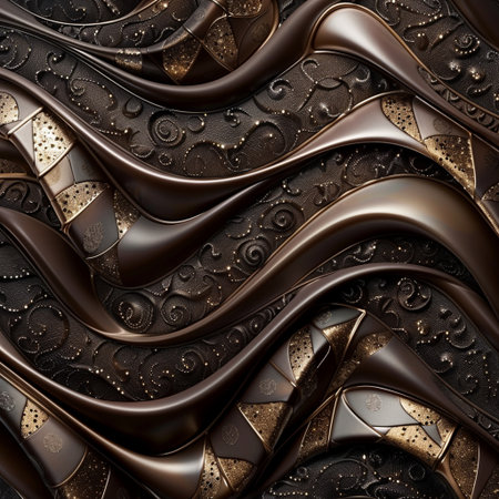 3D render of background with embossed fractal on leatherの素材