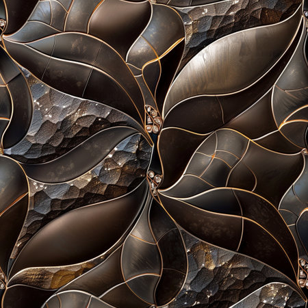 3D render of plastic background tile with embossed abstract fractal on leatherの素材