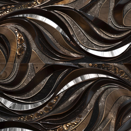 3D render of plastic background tile with embossed fractal on leatherの素材