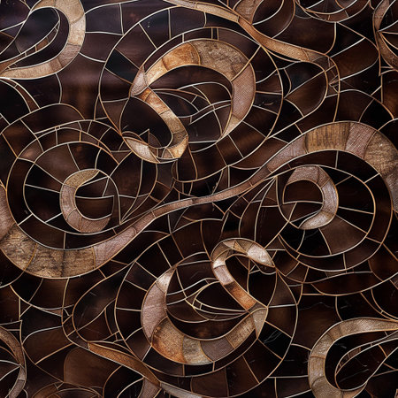 Seamless texture of wooden decorative elements in the form of a circleの素材