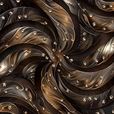 Fabulous fractal pattern in brown and gold. Computer generated graphics.の素材