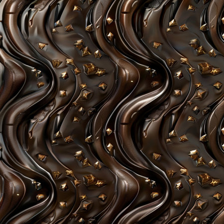 3d illustration of a chocolate background with golden stars on it.の素材