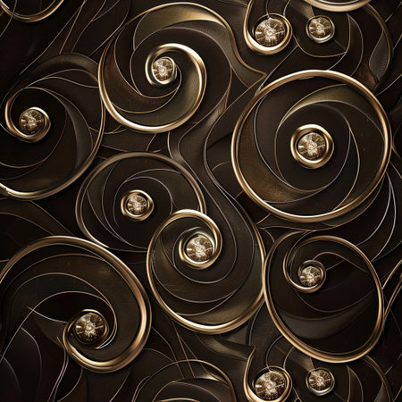 Luxury metallic background with gold elements. 3d rendering, 3d illustration.の素材