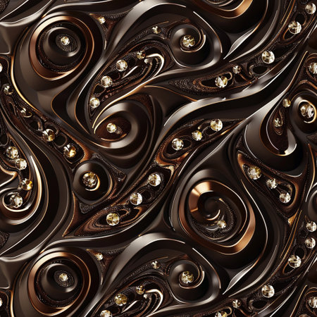 3D render of abstract background with embossed fractal on leatherの素材