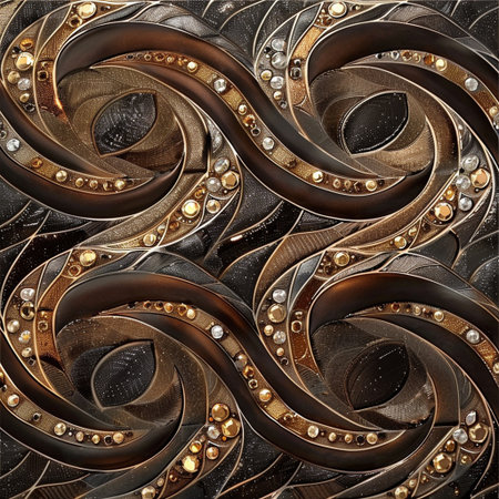 Metal background with embossed pattern on leather. Computer generated graphics.の素材