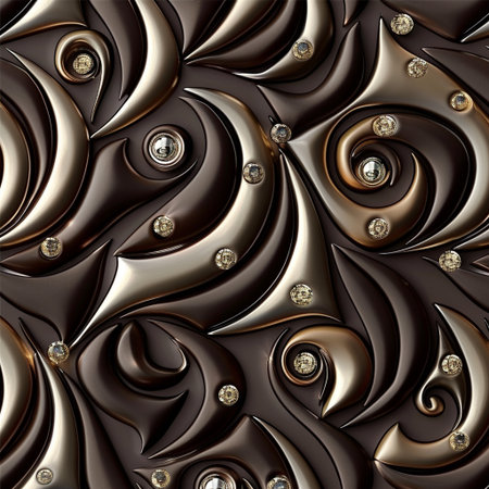 3D render of plastic background tile with embossed abstract fractal on leatherの素材