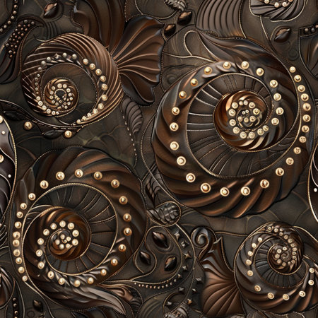 Seamless pattern with stylized spiral shells. Computer generated graphics.の素材