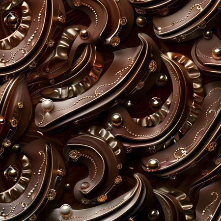 3d illustration of chocolate background with embossed pattern on itの素材