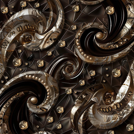 3D render of abstract metal background with embossed pattern on leatherの素材
