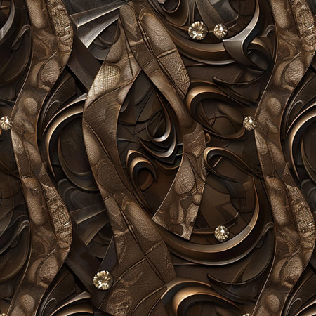 3D render of abstract background with embossed fractal on leatherの素材