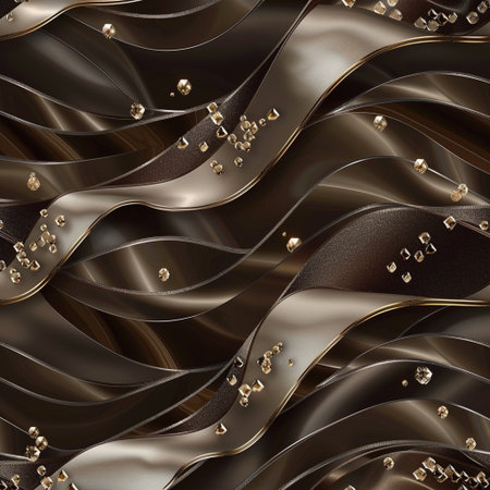 Luxury golden metallic wavy background. 3d render illustrationの素材