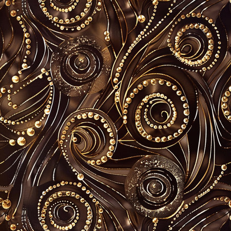Seamless pattern with gold and black pearls. Abstract background.の素材