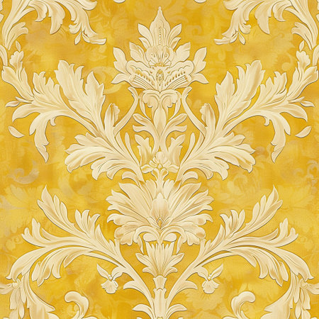 Seamless pattern with gold floral ornament on a grunge backgroundの素材
