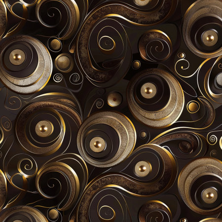 Seamless pattern with gold metal swirls. Vector illustration.の素材