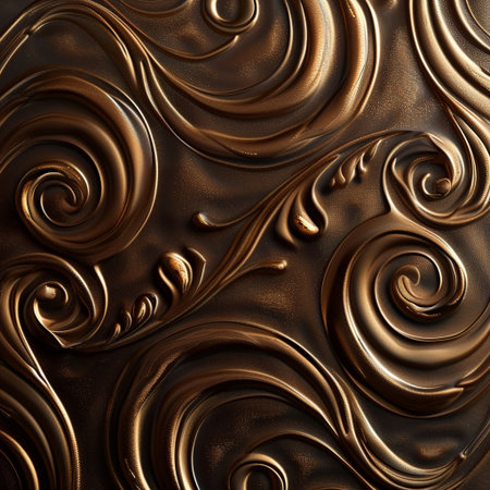 Chocolate swirls. Abstract background. 3d render illustration.の素材