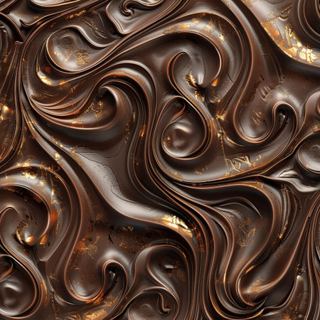 Abstract chocolate swirls. Seamless texture. 3d renderの素材