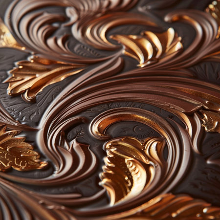 Close-up of chocolate swirls. Abstract background and texture.の素材