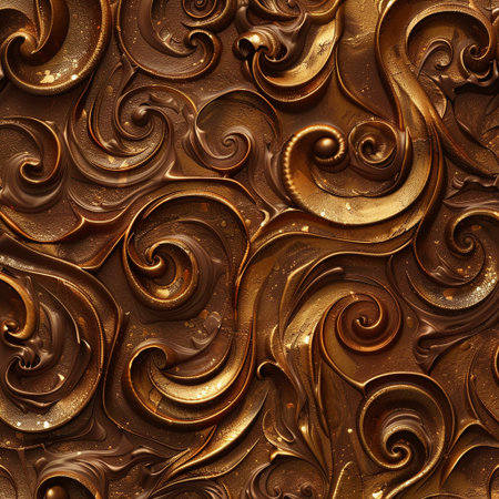 Seamless texture of chocolate swirls. 3d rendering, 3d illustration.の素材