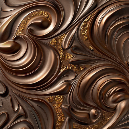 3D render of abstract chocolate background with some soft folds in itの素材