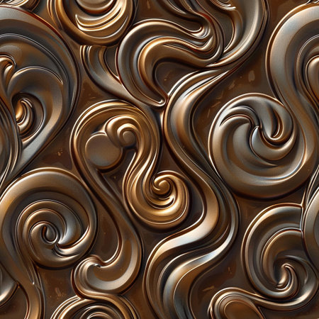 Seamless texture of chocolate swirls. 3d illustration.の素材