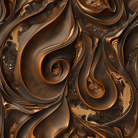 Abstract background with golden swirls. 3d rendering, 3d illustration.の素材