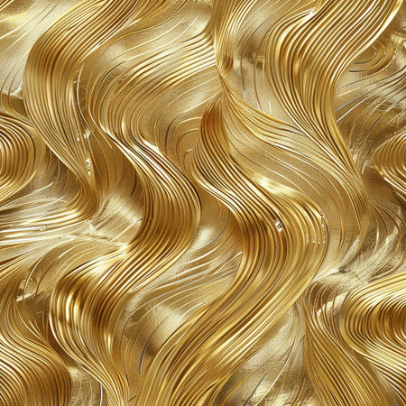 Gold background with waves. 3d rendering, 3d illustration.の素材