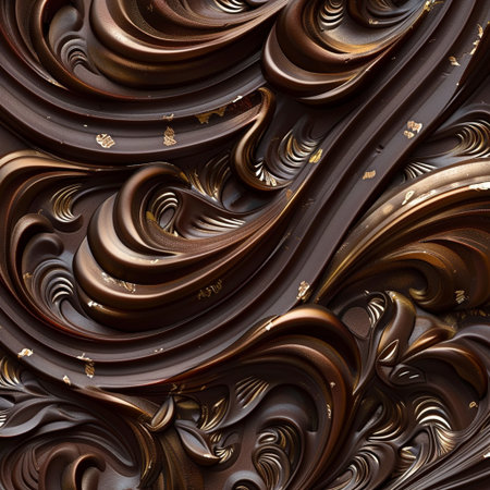 Abstract chocolate swirl background. 3d render illustration. Chocolate swirl pattern.の素材
