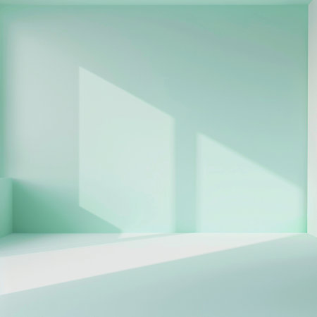 Abstract empty room with shadow on the wall. 3d render illustrationの素材