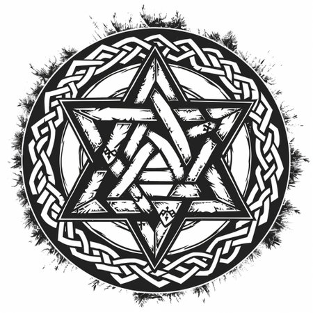 Tribal Star in black and white colors. Vector illustration.の素材