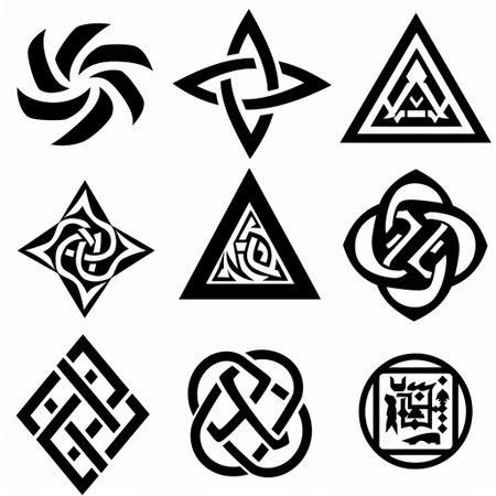 Celtic symbols set on white background. Vector illustration for your designの素材