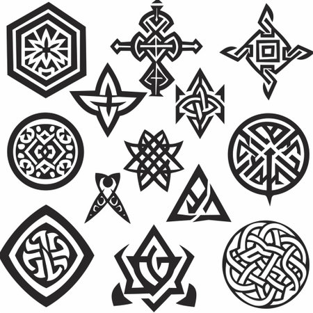Celtic symbols. Set of Celtic patterns. Vector illustration.の素材