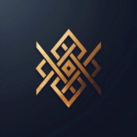 Geometric golden ornament on a dark background. Vector illustration for your designの素材