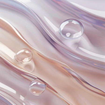 Liquid background with water drops. 3d rendering, 3d illustration.の素材