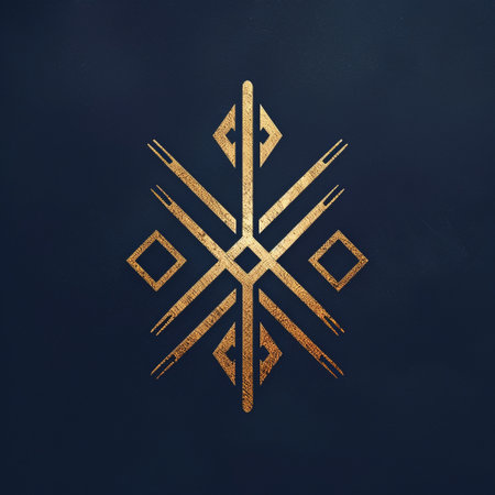 Gold snowflake on a black background. Symbol of Christmas and New Year.の素材