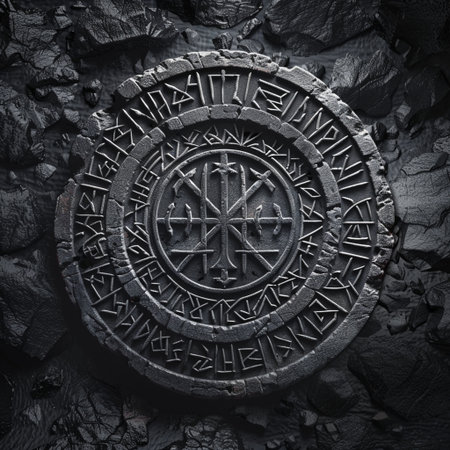 Lithuanian religious symbols on a metal manhole. Toned.の素材