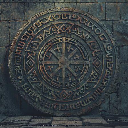 Ancient roman numerals on a stone wall. 3d renderingの素材