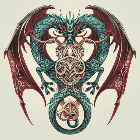 Tribal dragon tattoo. Vector illustration for t-shirt print.の素材